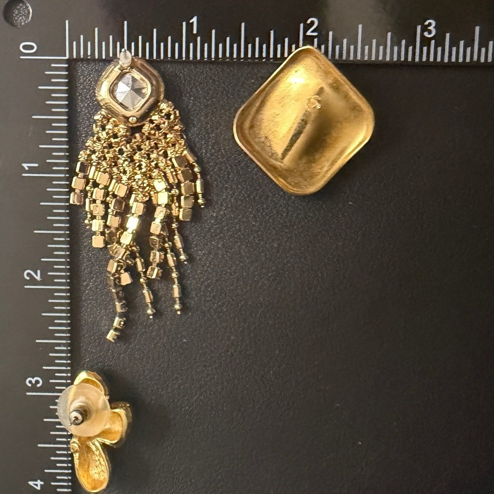 Vintage Earrings Lot 80s Pop Glam Gold Tone Green - Picture 5 of 6